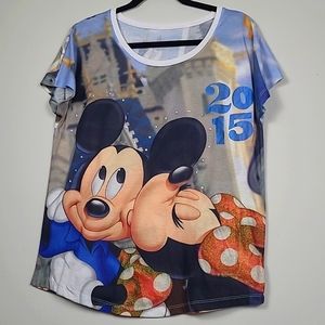 Disney Parks 2015 snapshot style Mickey and Minnie mouse Womens graphic tee